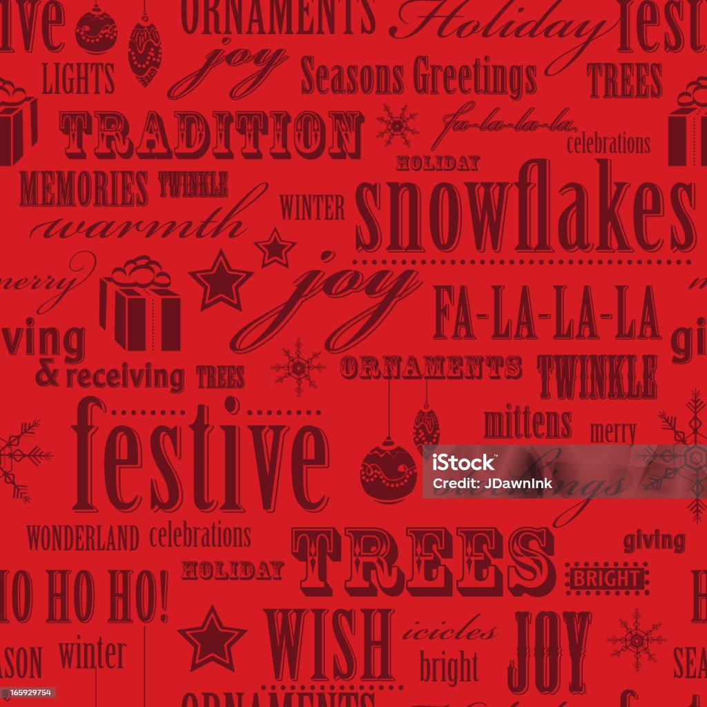 Red Christmas słowa powtórzyć wzór bezszwowe tło - Grafika wektorowa royalty-free (Bombka)
