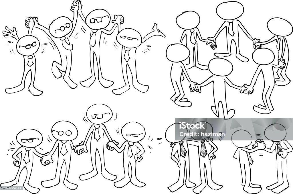 Collaborative Face Less Drawing Faceless Businessmen Teamwork Stock Illustration - Download Image Now ...