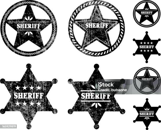 Ilustración de Sheriff Tarjetas En Blanco Y Negro Sin Royalties De Conjunto De Iconos Vectoriales y más Vectores Libres de Derechos de El lejano oeste