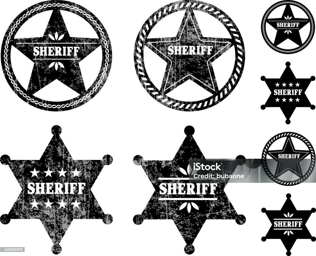 Sheriff Badges black and white royalty free vector icon set Sheriff Badges Black and White Set Wild West stock vector