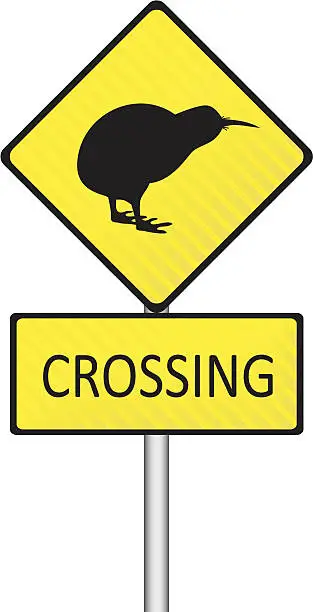 Vector illustration of Kiwi Crossing Road Sign