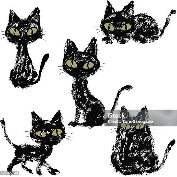 Fünf Schwarze Katzen Stock Vektor Art und mehr Bilder von Schwarz - Farbe - Schwarz - Farbe, Hauskatze, Illustration