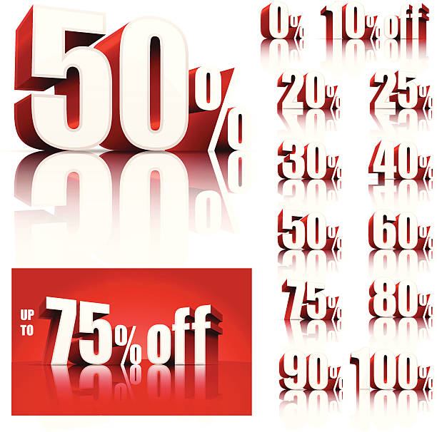 Discount Sale Set 3d percentage off design elements. Layered and grouped for ease of use. Download includes EPS10 and hi-res jpeg. 40 off stock illustrations