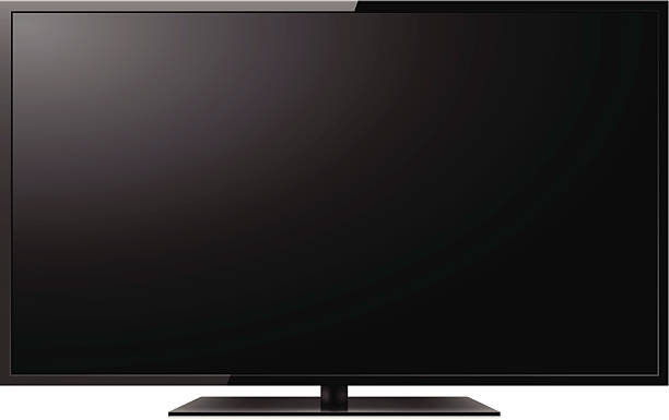 LCD TV Modern slim HDTV isolated on white background. black background illustrations stock illustrations