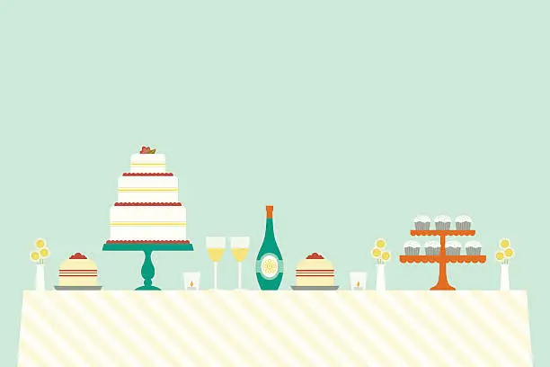 Vector illustration of Cheerful Wedding Day Table