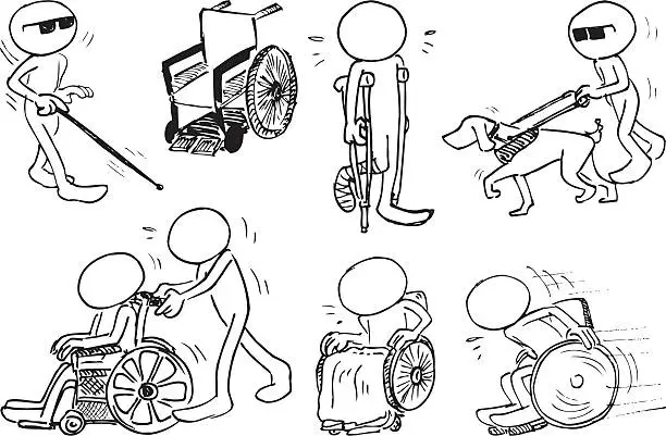 Vector illustration of Faceless Handicapped Characters