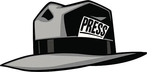 Vector illustration of Grey cartoon hat with the word press