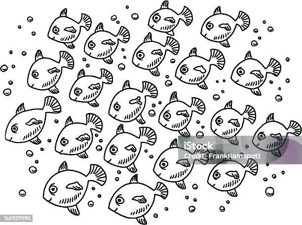 Fish School Drawing Stock Illustration - Download Image Now - Fish, Doodle, Animal