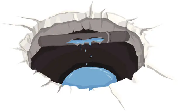 Vector illustration of Broken Water Pipe