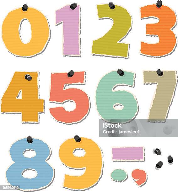 Zerrissen Papiernummern Stock Vektor Art und mehr Bilder von Zahl - Zahl, Symbol-Set, Papierstück