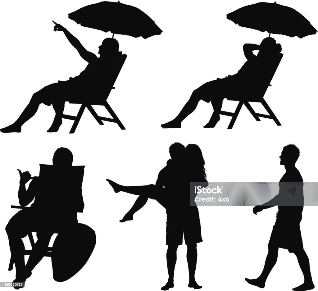 Silhouette of people on vacations Silhouette of people on vacationshttp://www.twodozendesign.info/i/1.png In Silhouette stock vector