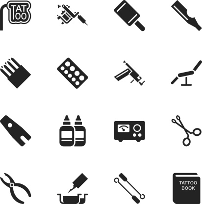 Tattoo Shop Silhouette Vector File Icons.