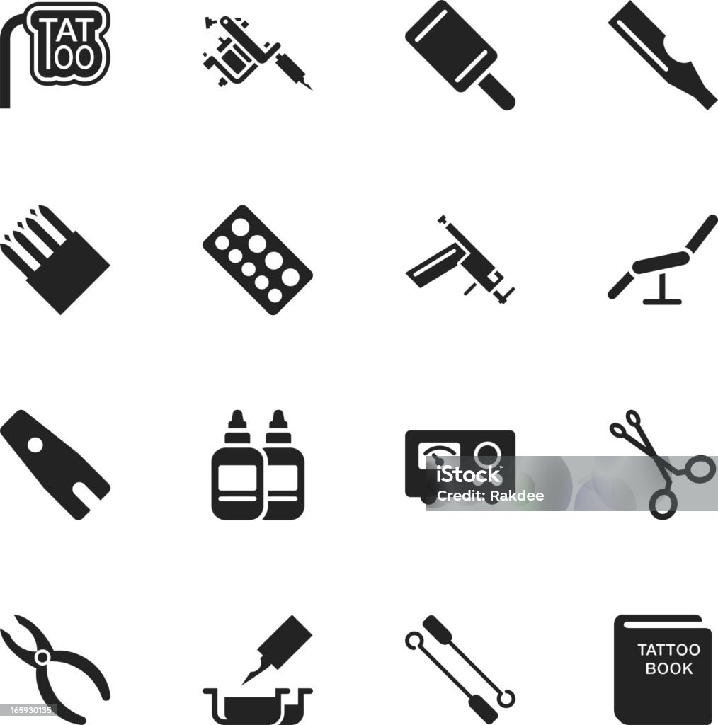 Tattoo Shop Silhouette Icons Tattoo Shop Silhouette Vector File Icons. Tattoo Machine stock vector