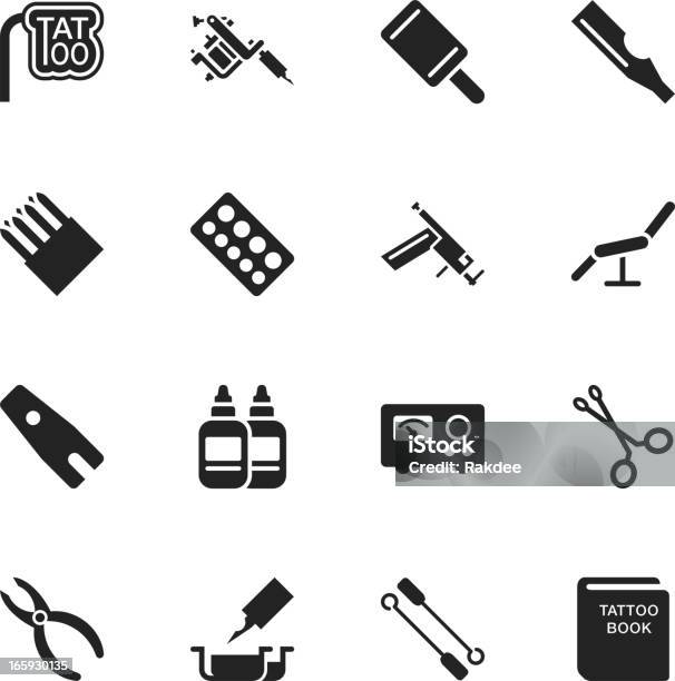 Tattoo Shop Silhouette Icons Stock Illustration - Download Image Now - Tattoo Machine, Tattoo, Tattooing