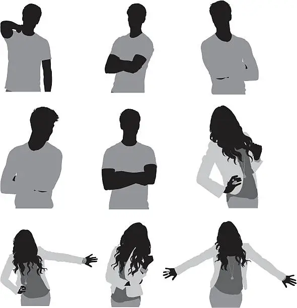Vector illustration of Silhouette of people in different poses