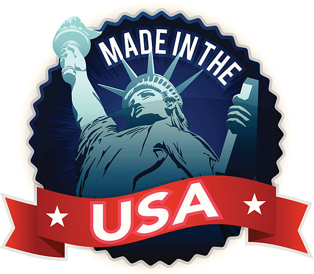 сделано в сша - made in the usa sign retro revival label stock illustrations