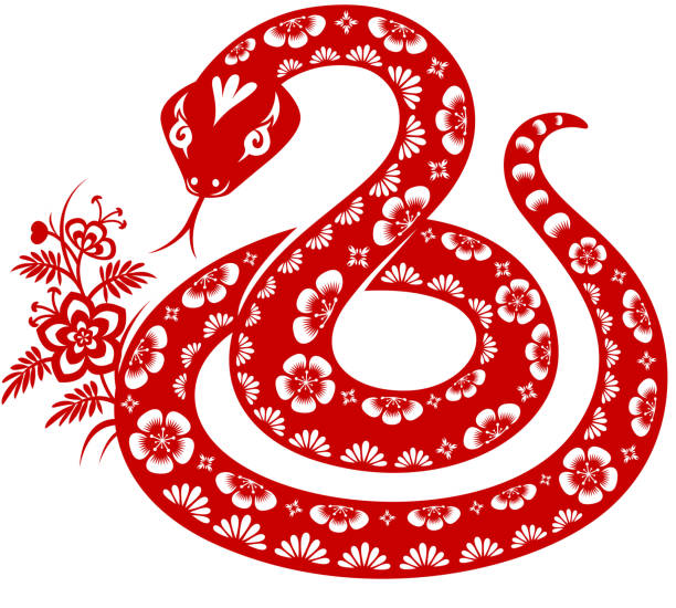 해 스네이크 - snake chinese new year chinese zodiac sign china stock illustrations