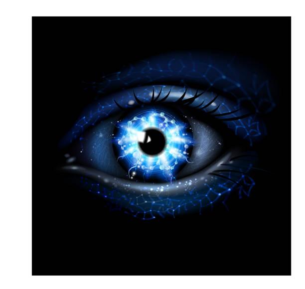 lightining niebieski oko - human eye color image multi colored eyesight stock illustrations