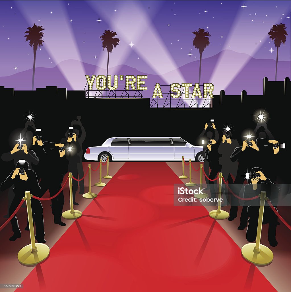 At the red carpet Red carpet treatment for someone very special. EPS 10 with transparencies and blends. Hollywood - California stock vector