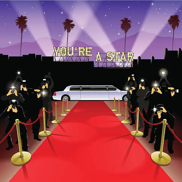 Vector illustration of At the red carpet