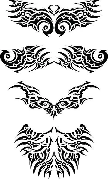 Vector illustration of Abstract Tattoo Set of Four