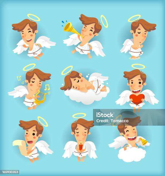 Little Angel Action Set Stock Illustration - Download Image Now - Angel, Aspirations, Dreamlike