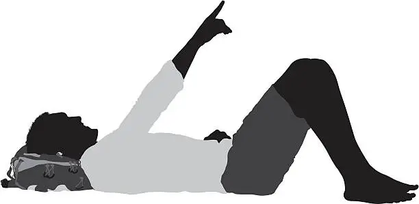 Vector illustration of Silhouette of a man lying down and pointing