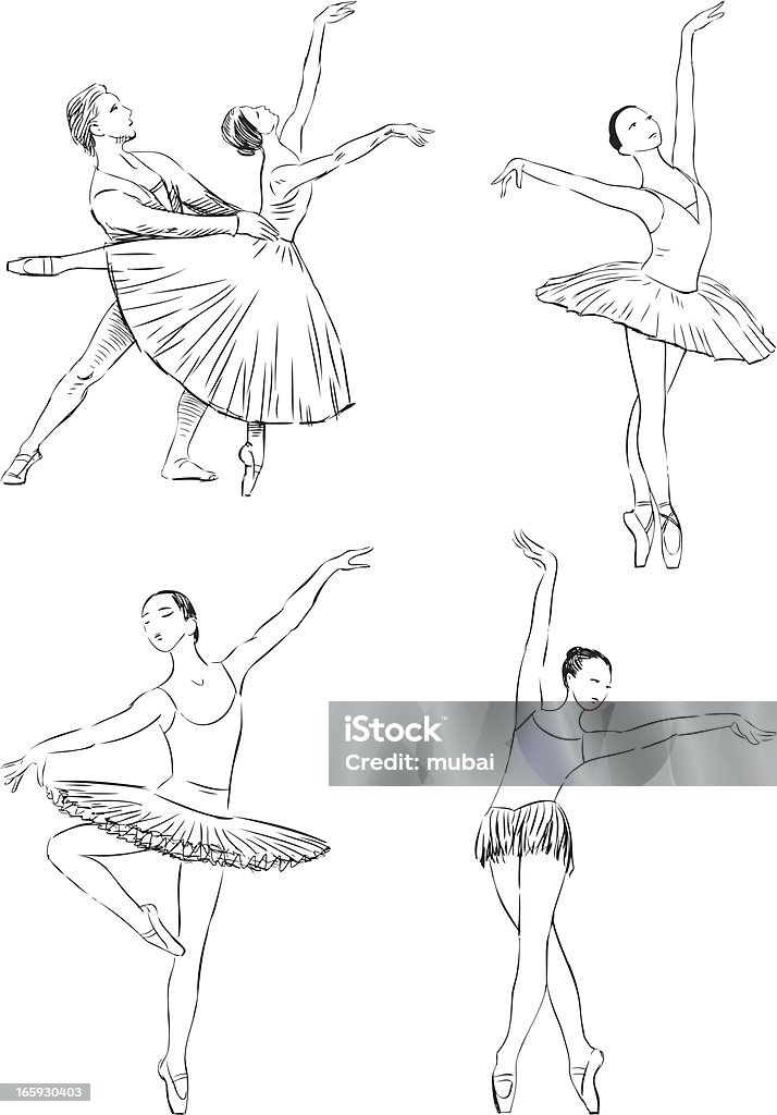 dancing ballet Vector image of ballet dancers in various poses of dance. Sketch stock vector