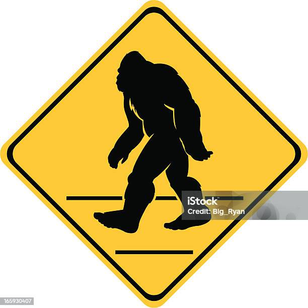 Bigfoot Crossing Sign Stock Illustration - Download Image Now - Bigfoot, Sasquatch Crossing Sign, Vector