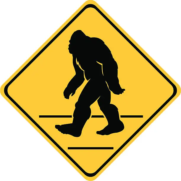 Vector illustration of bigfoot crossing sign