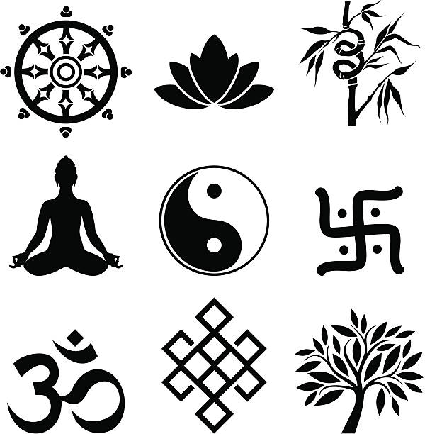 ilustrações, clipart, desenhos animados e ícones de cultura oriental - om symbol lotus hinduism symbol