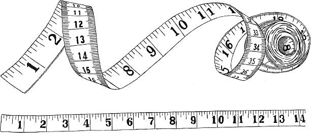 줄자 - tape measure engraved image sewing ruler stock illustrations