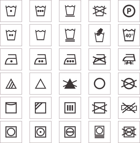 Clothing Care Fabric Icons vector art illustration