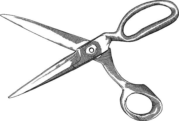 Scissors An ink drawing of scissors - vector illustration scissors stock illustrations