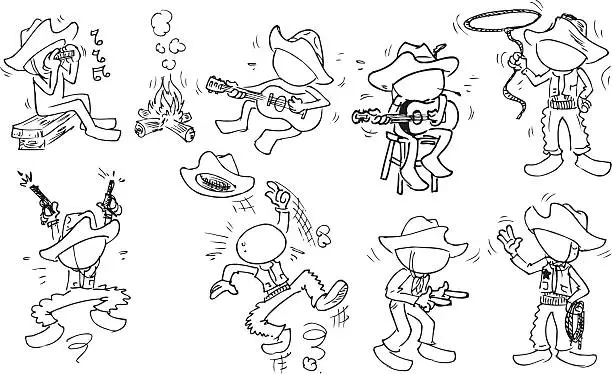 Vector illustration of Faceless Cowboys Characters