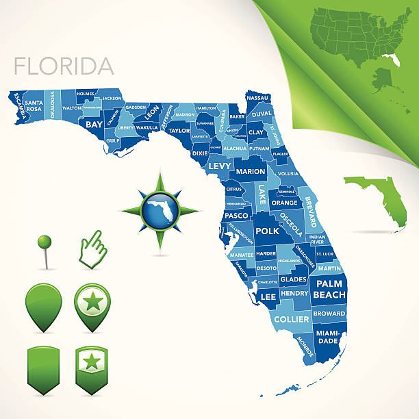 florida county map - florida stock illustrations