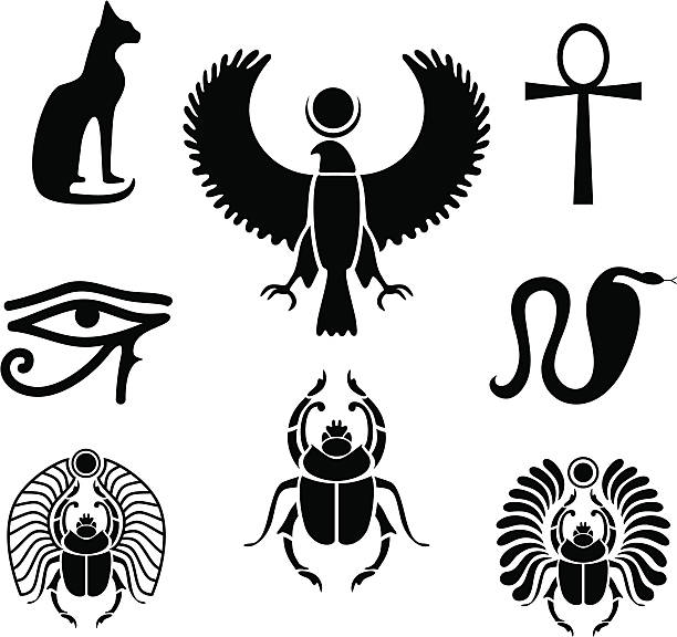 ilustraciones, imágenes clip art, dibujos animados e iconos de stock de símbolos egipcio - egipcio antiguo