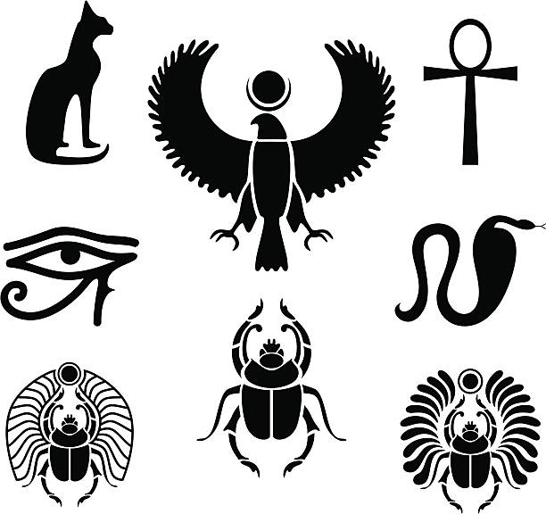 Egyptian symbols Set of Egyptian symbols  ancient egyptian art stock illustrations