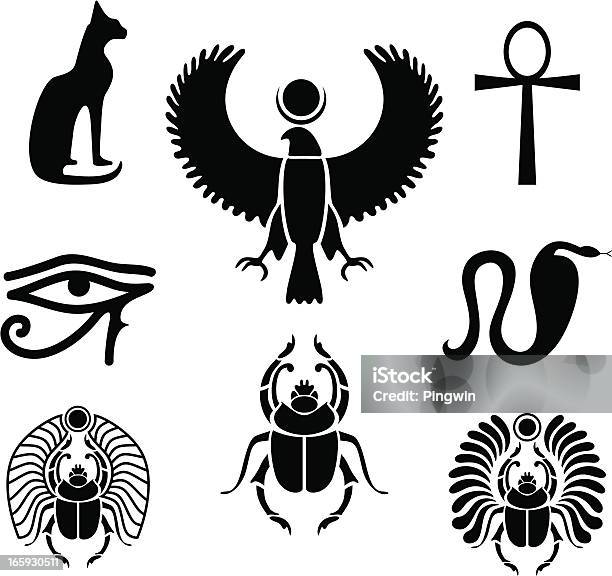 Egyptian Symbols Stock Illustration - Download Image Now - Scarab Beetle, Egyptian Culture, Horus