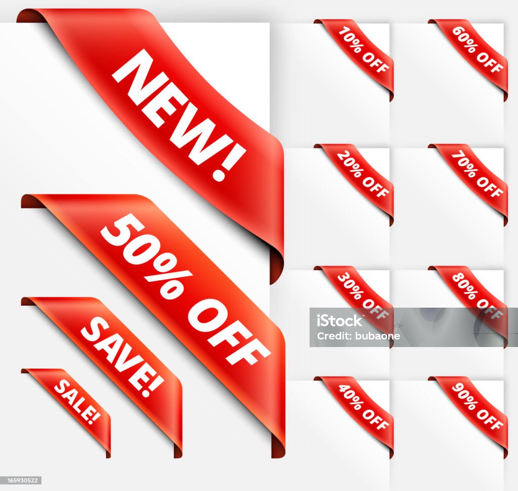 Sinal de venda de desconto conjunto vector vermelho fitas - Royalty-free Super Promoção arte vetorial