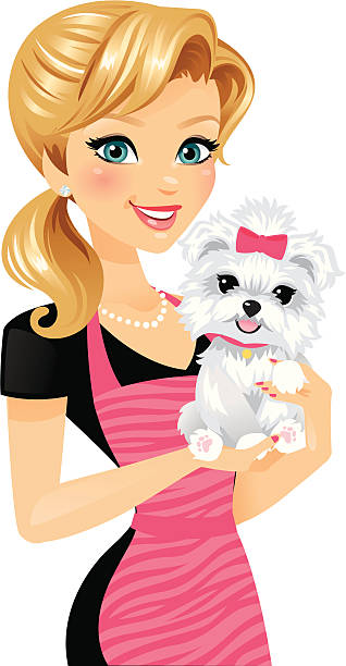 Dog Groomer Girl vector art illustration