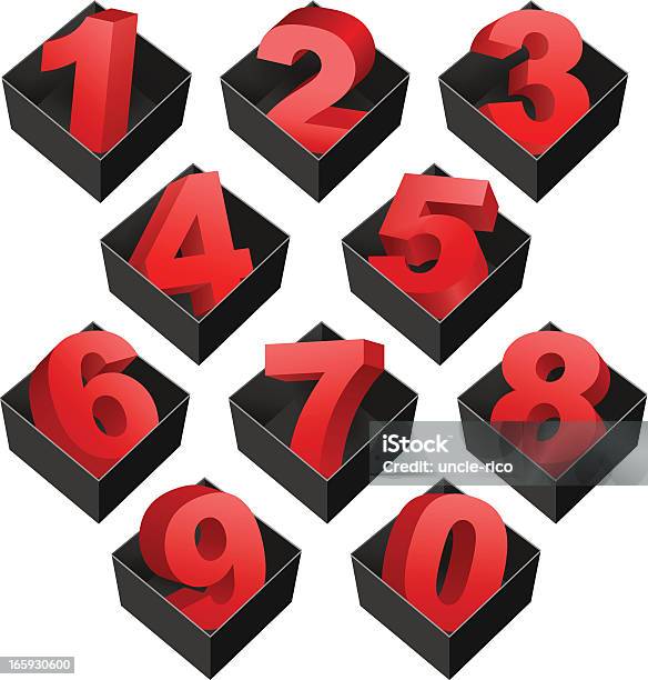 Numbers In Boxes Stock Illustration - Download Image Now - Number, Three Dimensional, Financial Figures