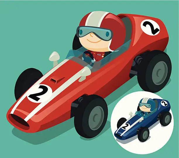 Vector illustration of Red Race Car
