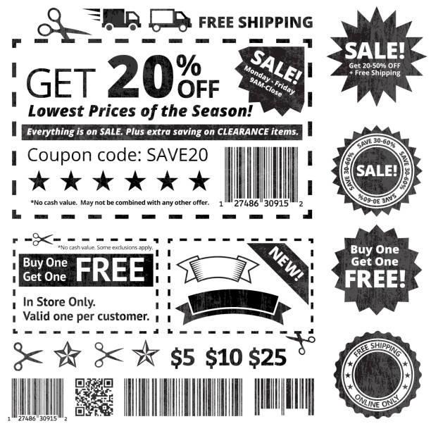 сделать свой собственный купон распродажа black and white icon set - coupon stock illustrations
