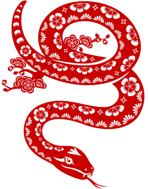 Year of the Snake Year of the Snake paper-cut art. EPS10. year of the snake stock illustrations