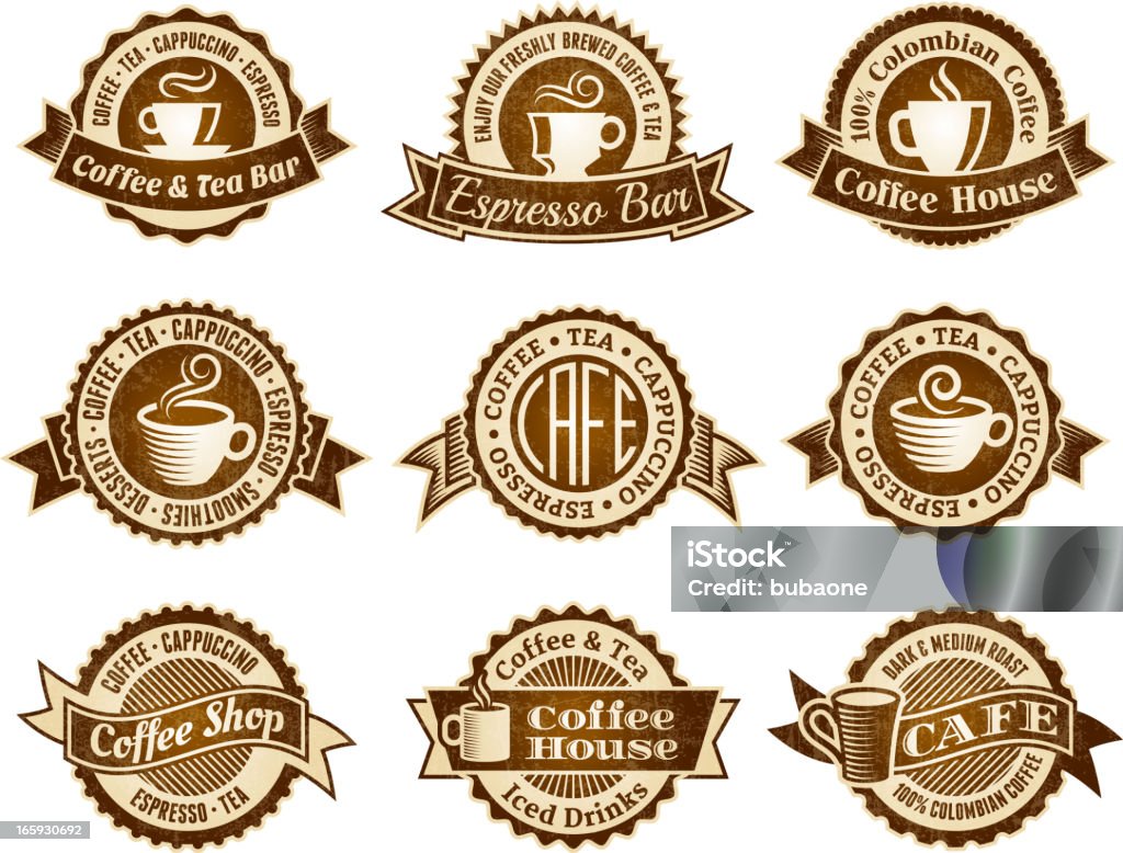 Casa de café Café vector conjunto de ícones - Royalty-free Café - Colheita arte vetorial