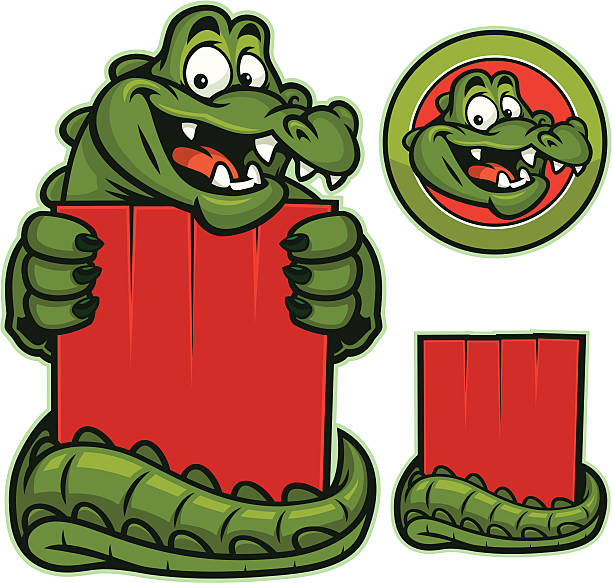 illustrations, cliparts, dessins animés et icônes de gator mascotte - alligator white background crocodile reptile