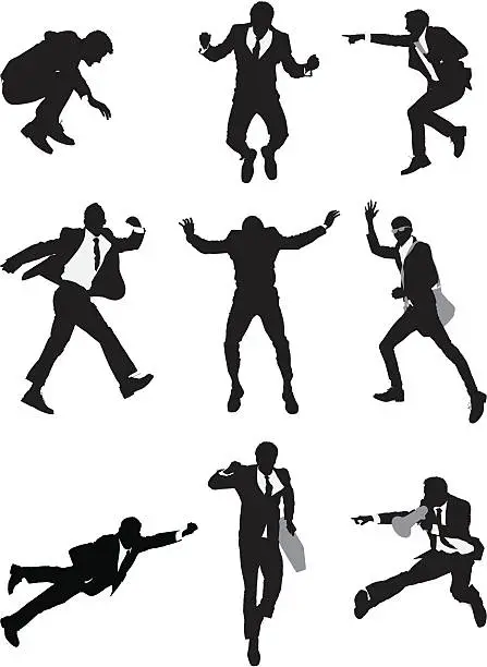 Vector illustration of Silhouette of businessmen in action