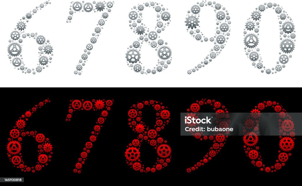 Number in Gears: 6-nine, 0 Number in Gears: 6-9, 0 Machine Part stock vector