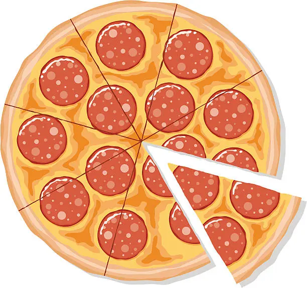 Vector illustration of Sliced Pepperoni Pizza